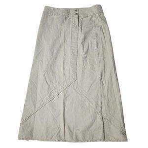 BKE Khaki Essex Maxi Skirt Women Size 33  Side Slits Y2K Cotton